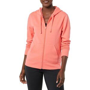 Women’s Coral Pink Fleece Full-Zip Hoodie for Comfort and Style